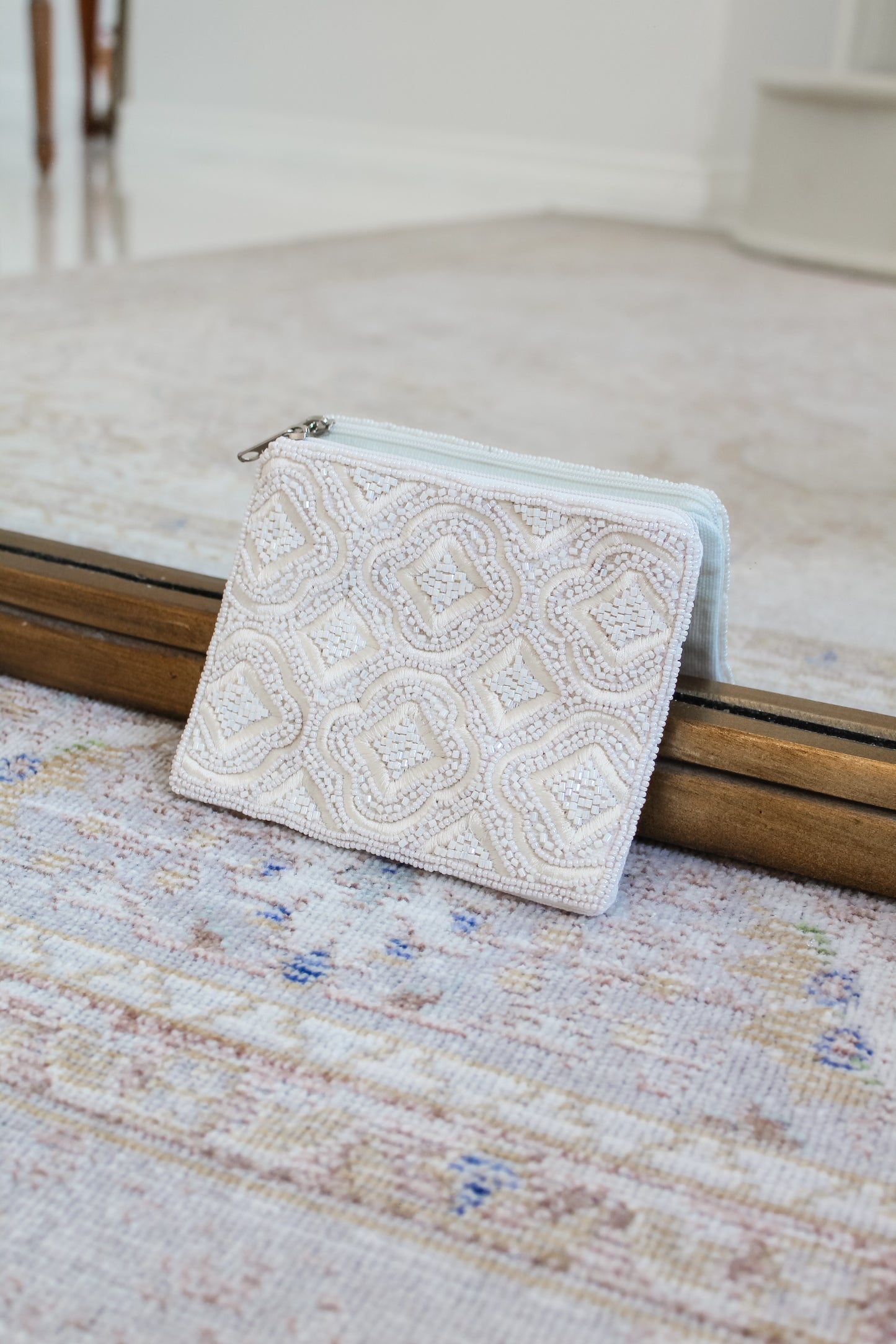 Cream Mosaic Coin Pouch