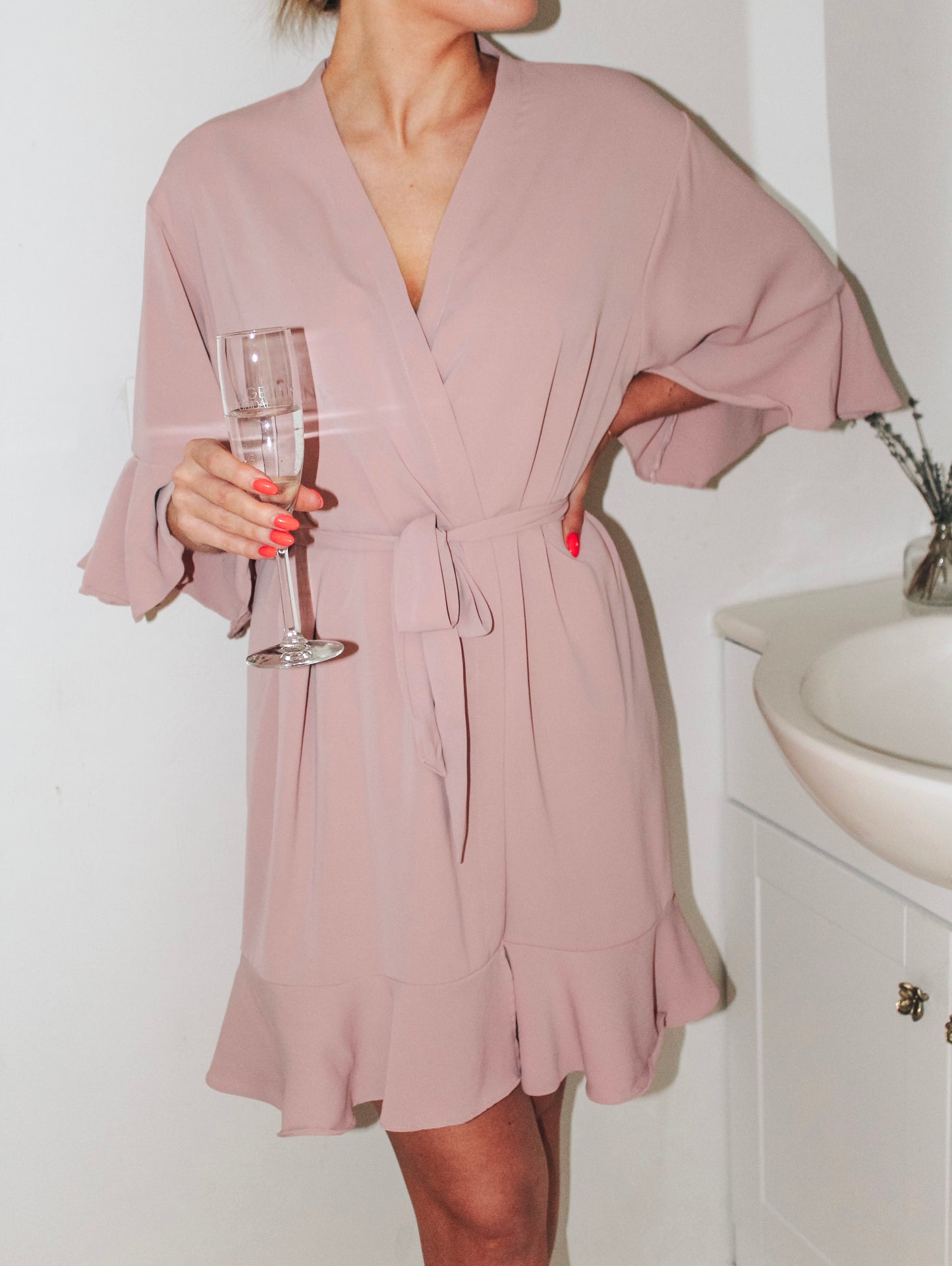 Bridesmaid Ruffle Robe | Dusty Pink