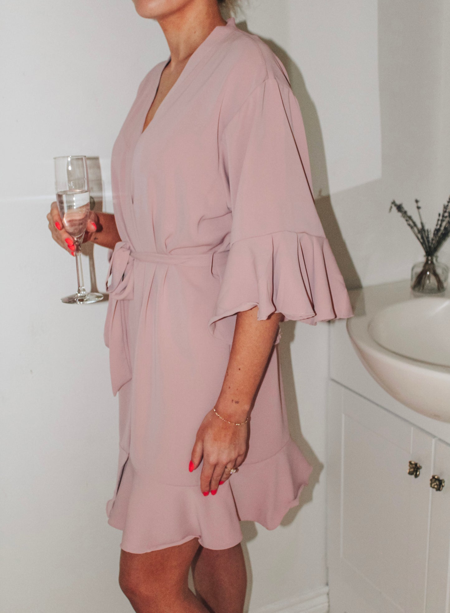 Bridesmaid Ruffle Robe | Dusty Pink